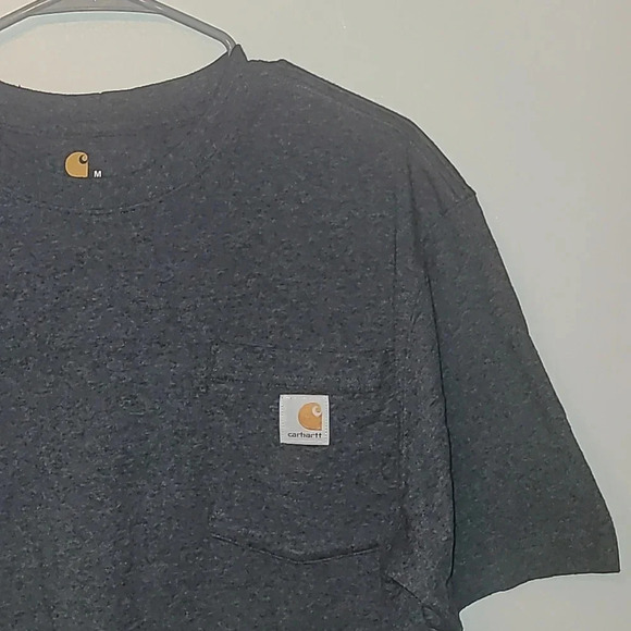 Carharrt Men's medium dark gray short sleeve tee shirt w/chest pocket LOT E 28 - Picture 2 of 6